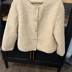Cream Bouclé Button-Front Jacket